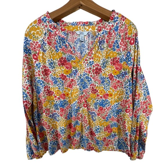 Croft & Barrow Womens Blouse Sz L Petite Liberty Inspired Ditsy Floral Cottage - Picture 1 of 10